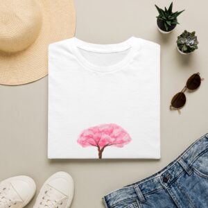 Pink Cherry Blossom Tree Tee — 'Planted in Calm, Growing in Chaos' Floral T-Shirt