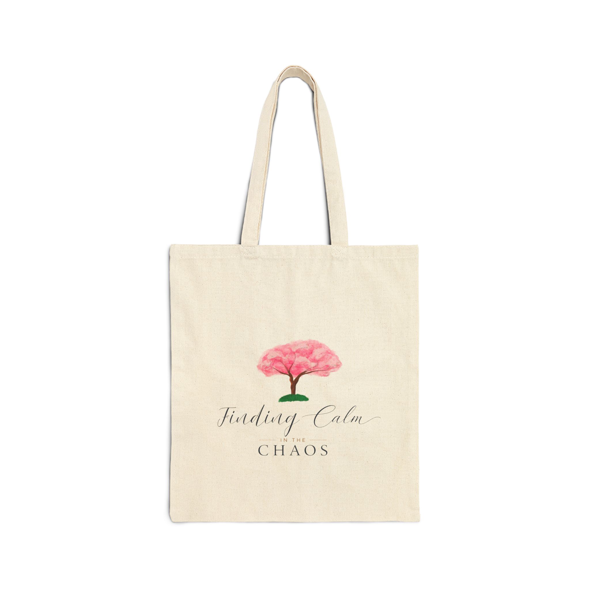 Tote Bag — Finding Calm in Chaos Floral Canvas Tote