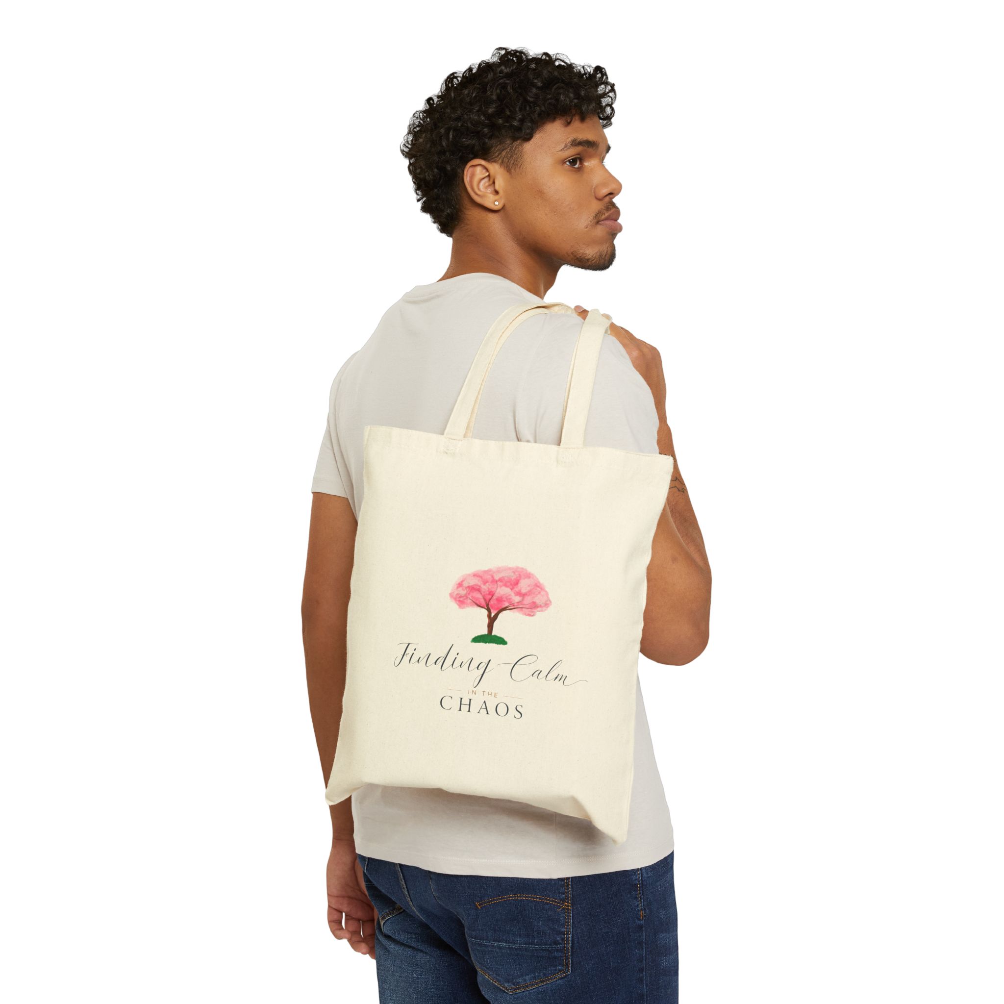 Tote Bag — Finding Calm in Chaos Floral Canvas Tote - Image 3