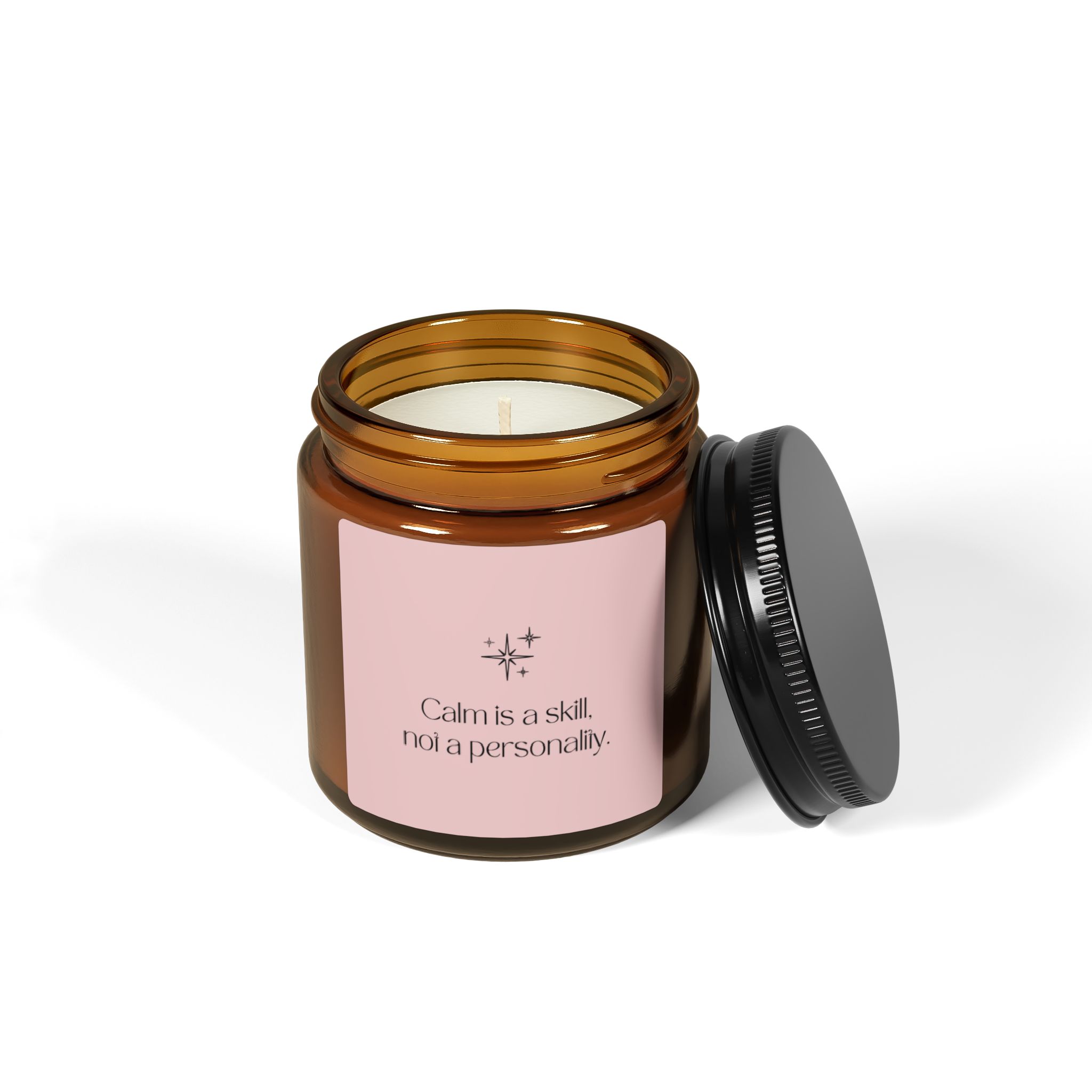 Soy Candle - "Calm is a skill, not a personality" Amber Jar (Multiple Sizes) - Image 2