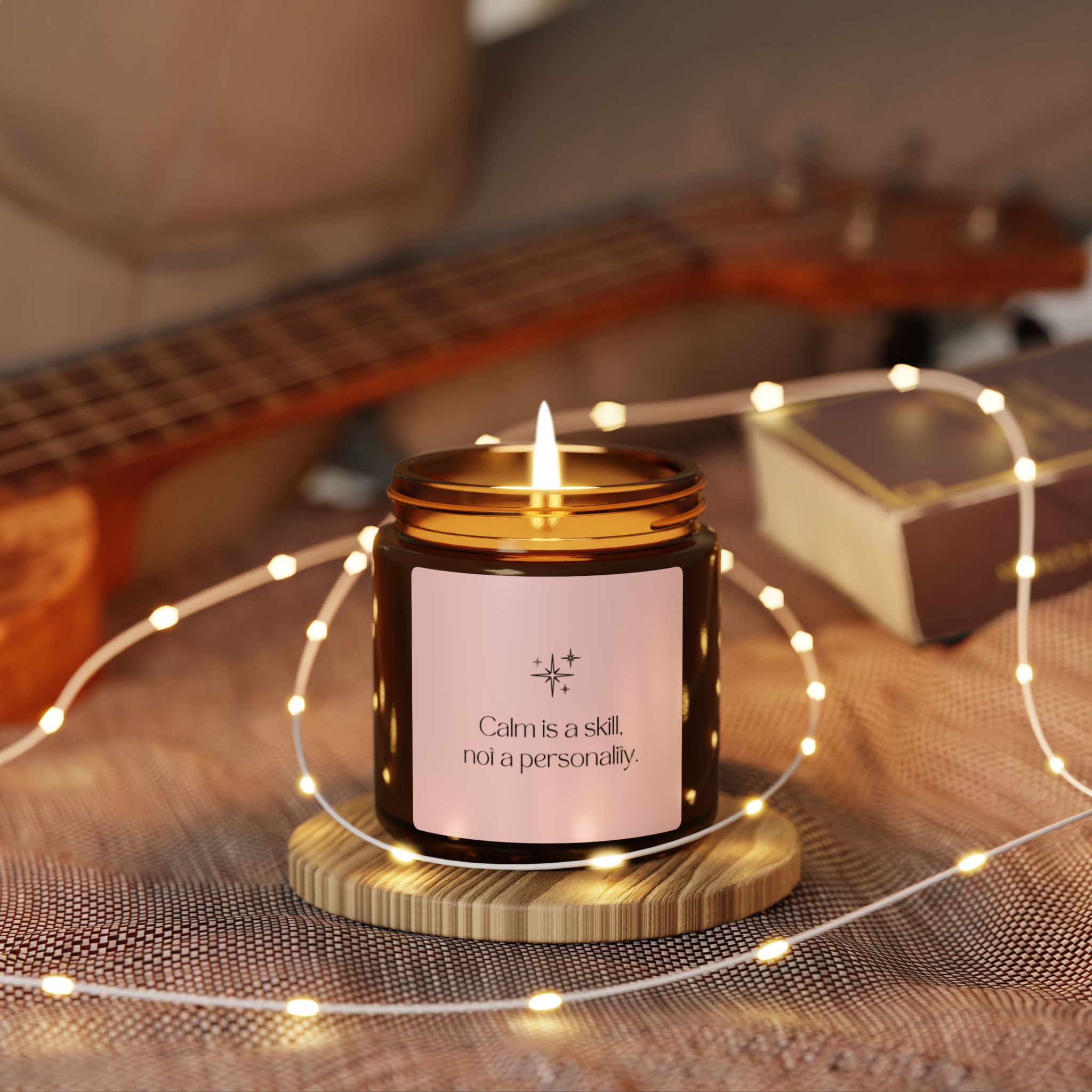 Soy Candle - "Calm is a skill, not a personality" Amber Jar (Multiple Sizes) - Image 3