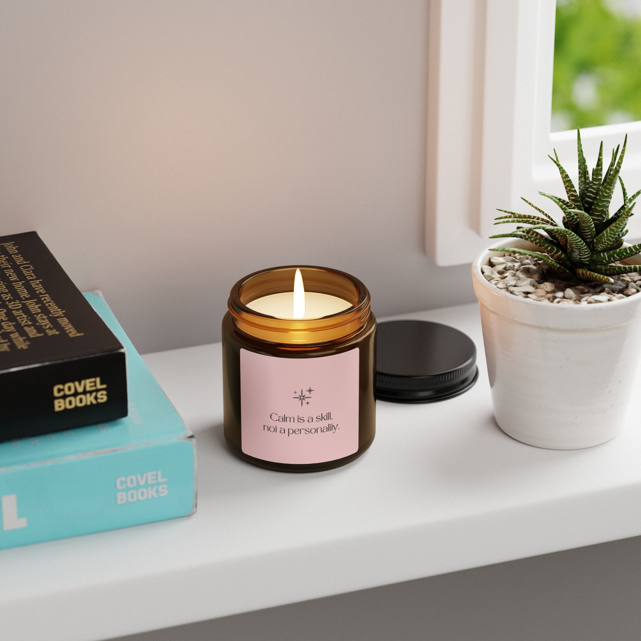 Soy Candle - "Calm is a skill, not a personality" Amber Jar (Multiple Sizes) - Image 4