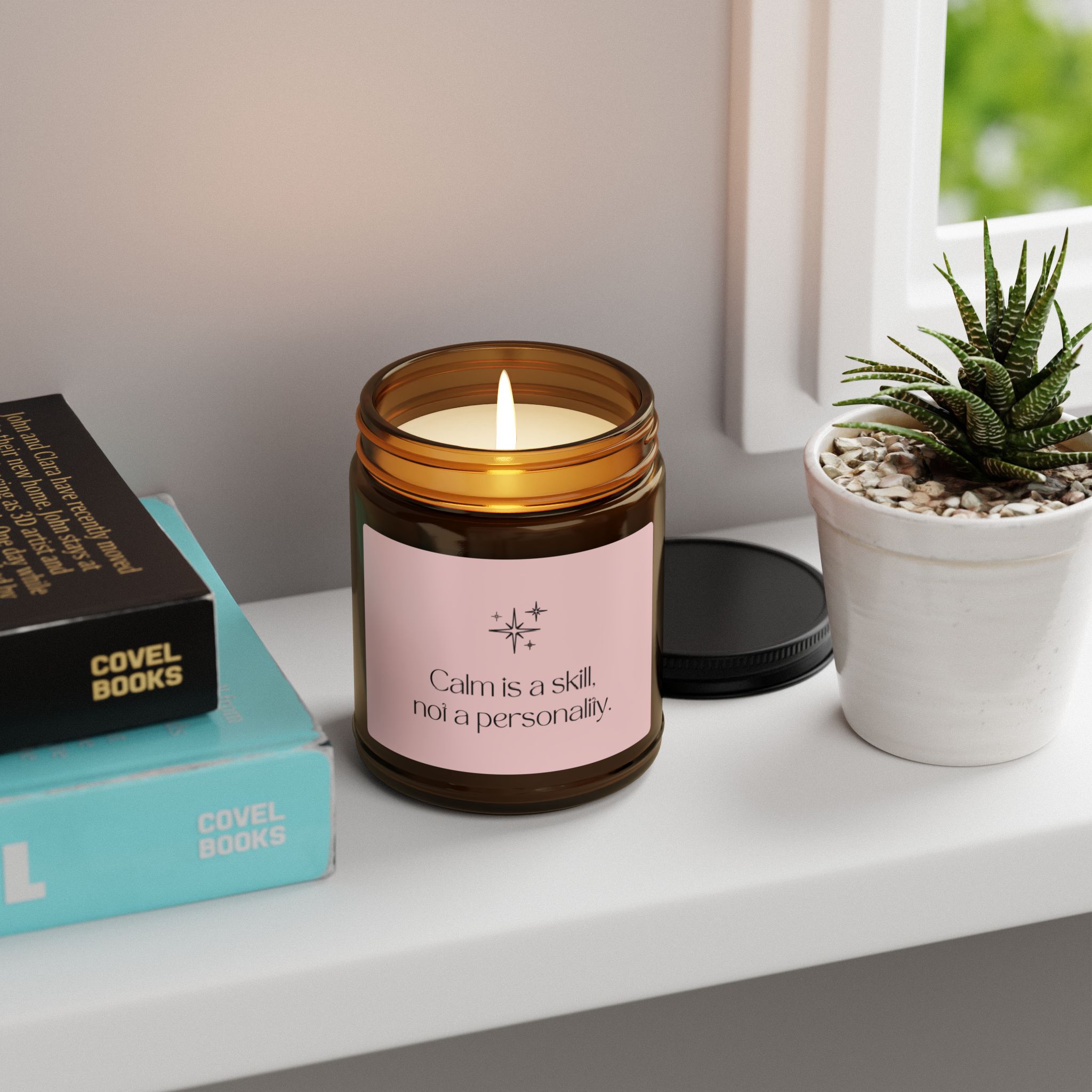 Soy Candle - "Calm is a skill, not a personality" Amber Jar (Multiple Sizes) - Image 8